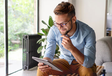 man checking prepaid account