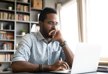 man researching prepaid electricity